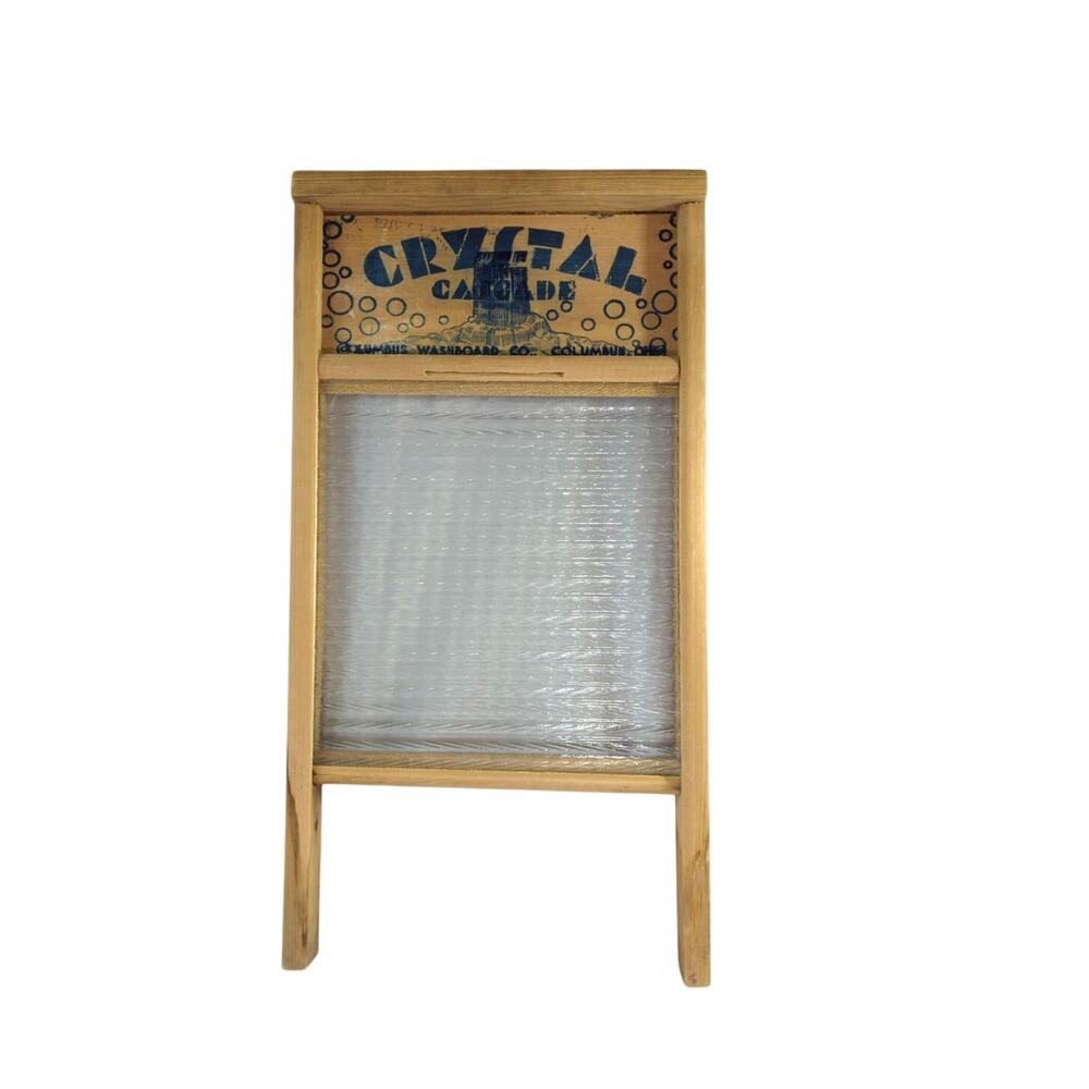 Crystal Cascade Wash Board No 2080 Heavy Glass Family Size Columbus Washboard Co